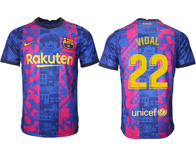 Men 2021-2022 Club Barcelona blue training suit aaa version #22 Soccer Jersey